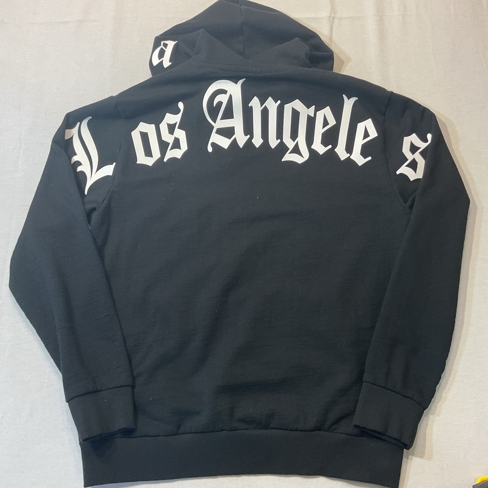 Seven Souls New York 'California' 'Los Angeles' Black Hoodie Size M White Print